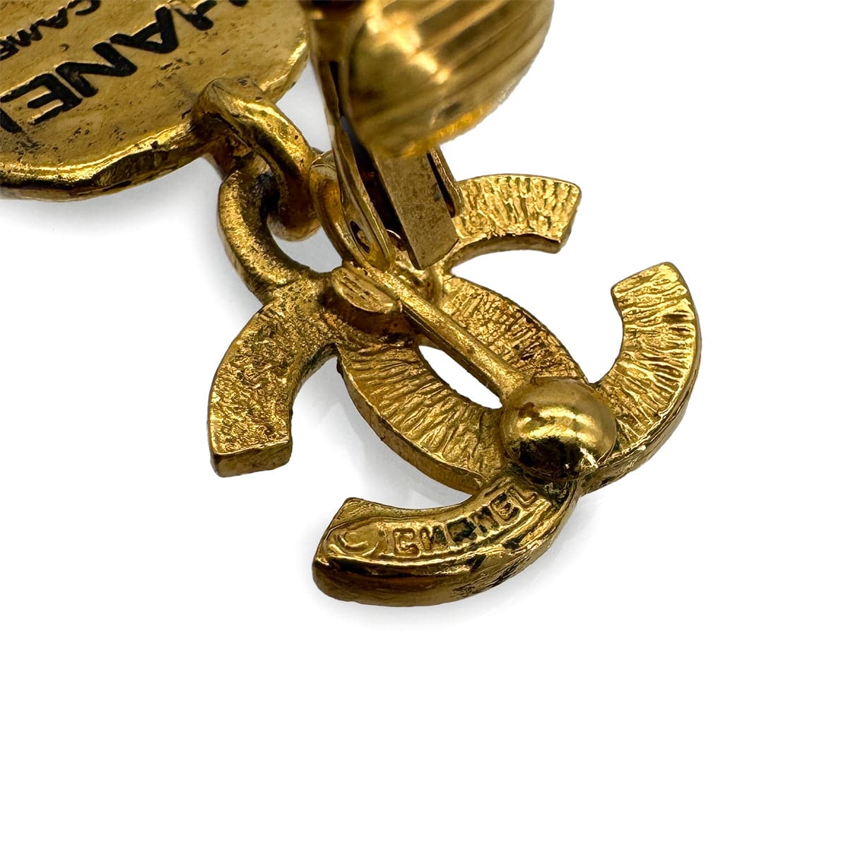 Luxury Promise Japan VINTAGE CHANEL EARRINGS COCOMARK CAMBON LOGO GOLD ACCESSORY 90313305