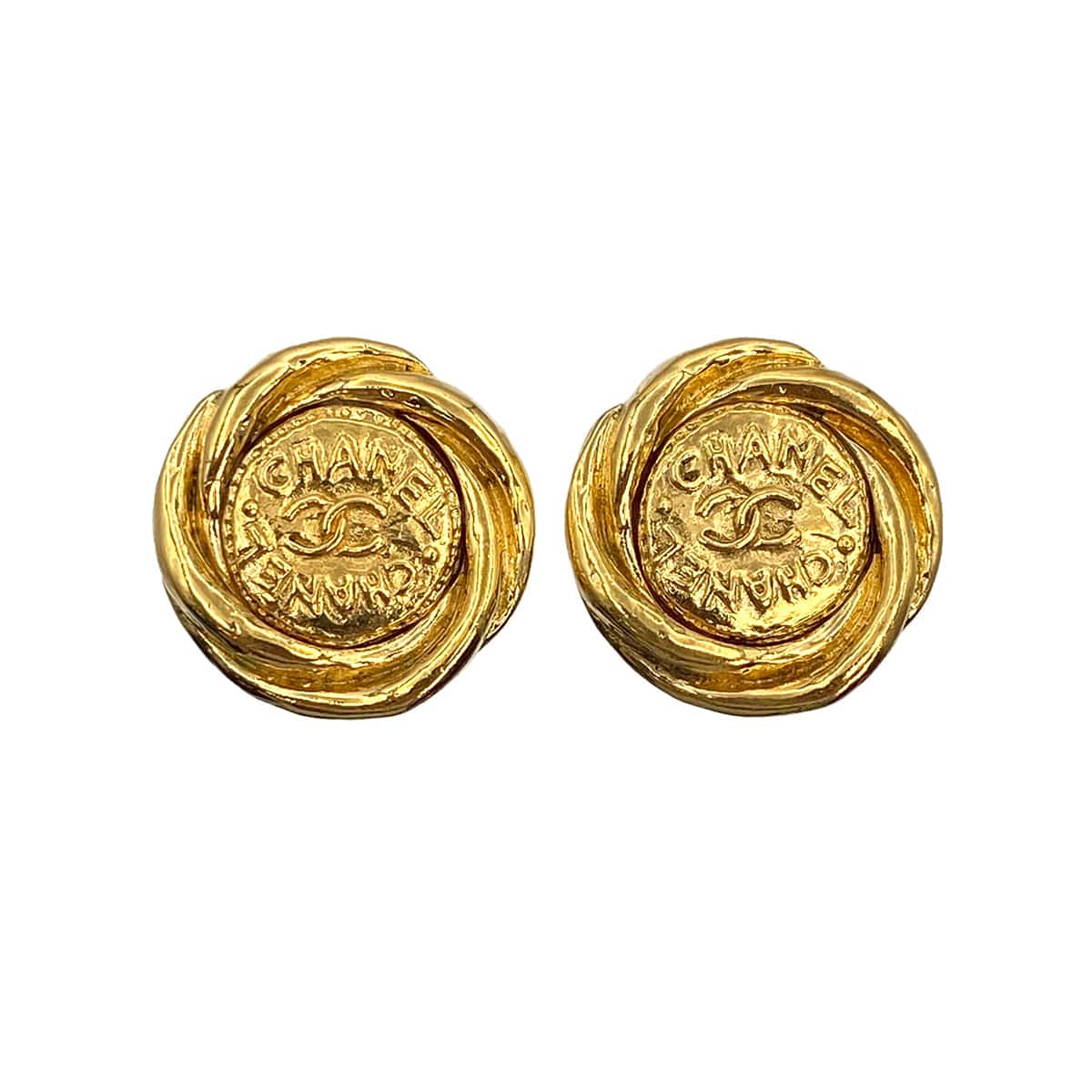 Luxury Promise Japan VINTAGE CHANEL EARRINGS COCOMARK GOLD ACCESSORY 93P 90321040