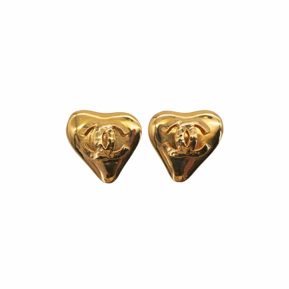 Luxury Promise Japan VINTAGE CHANEL EARRINGS COCOMARK HEART GOLD ACCESSORY 93P 90323145