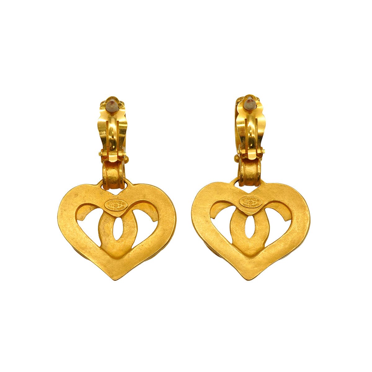 Luxury Promise Japan VINTAGE CHANEL EARRINGS COCOMARK HEART GOLD SWING ACCESSORY 95P 90345164