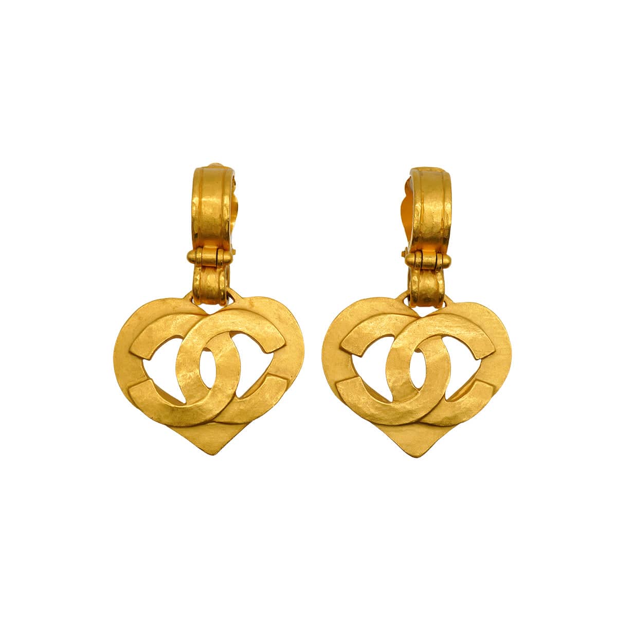 Luxury Promise Japan VINTAGE CHANEL EARRINGS COCOMARK HEART GOLD SWING ACCESSORY 95P 90345164