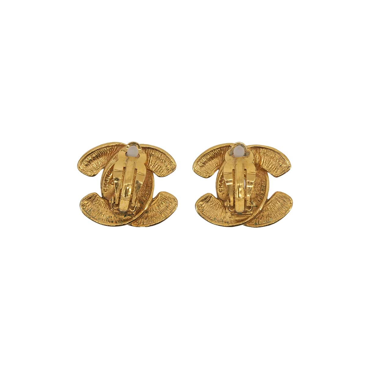 Luxury Promise Japan VINTAGE CHANEL EARRINGS COCOMARK MATELASSE GOLD ACCESSORY 90313299