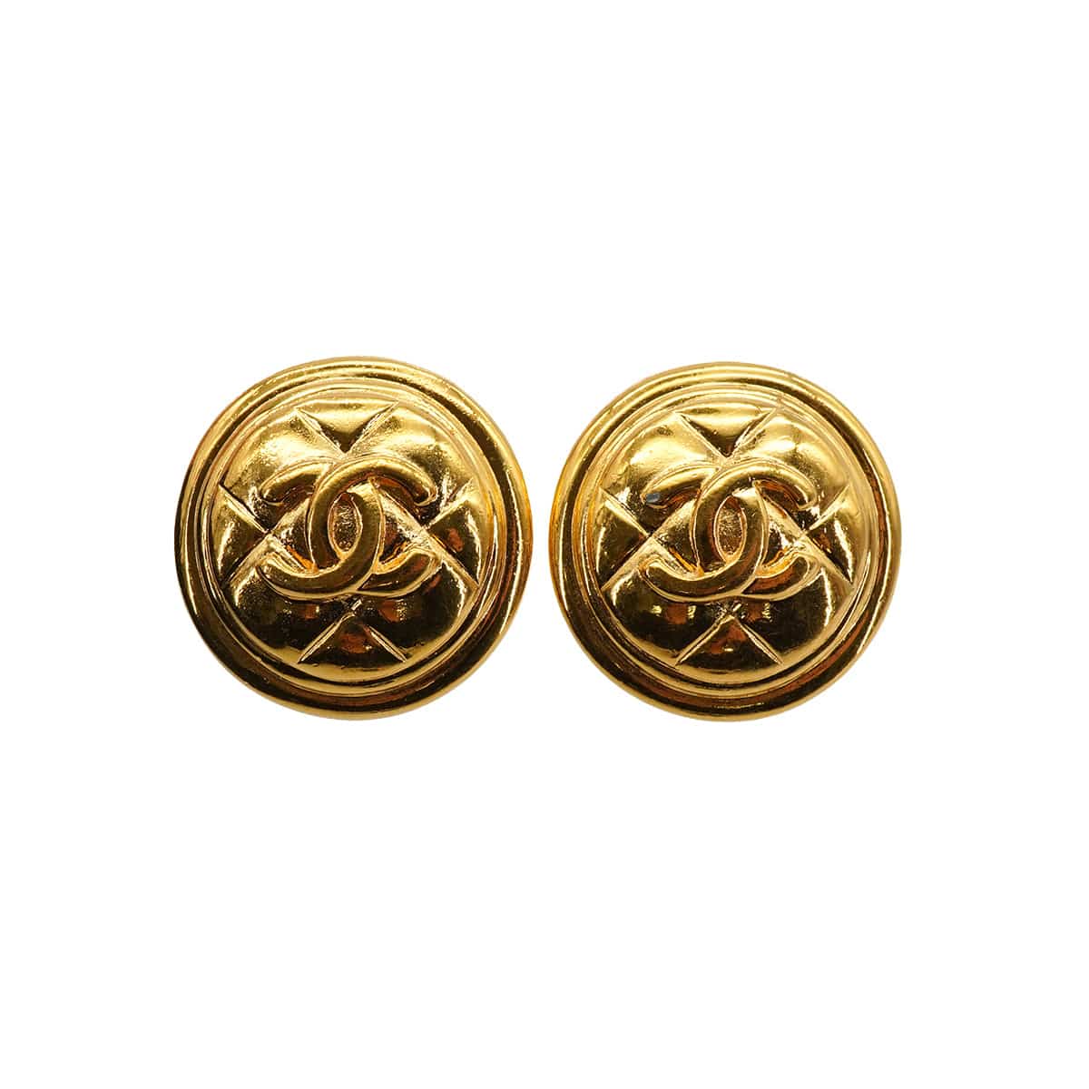 Luxury Promise Japan VINTAGE CHANEL EARRINGS COCOMARK MATELASSE ROUND ACCESSORY 90334883