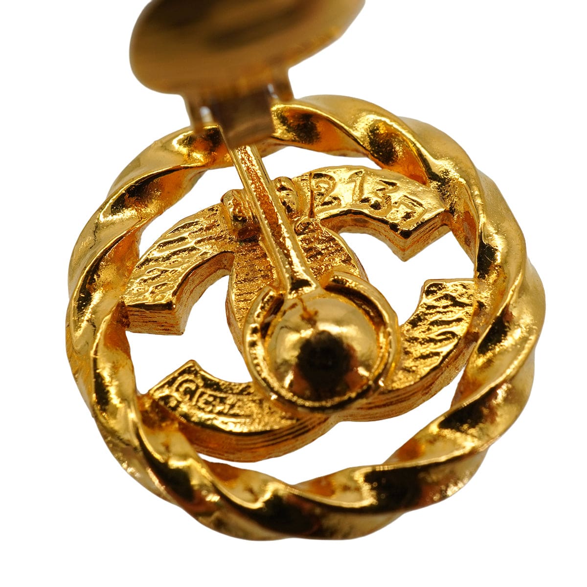 Luxury Promise Japan VINTAGE CHANEL EARRINGS COCOMARK RHINESTONE ROUND GOLD ACCESSORY 90345095