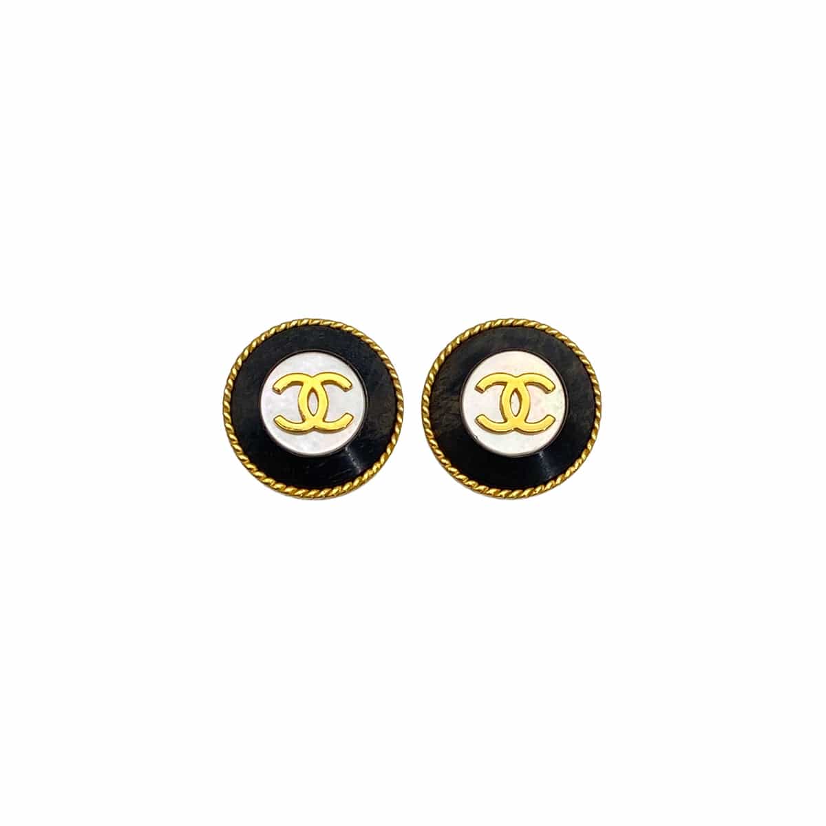 Luxury Promise Japan VINTAGE CHANEL EARRINGS COCOMARK ROUND ACCESSORY BLACK 95A 90317614
