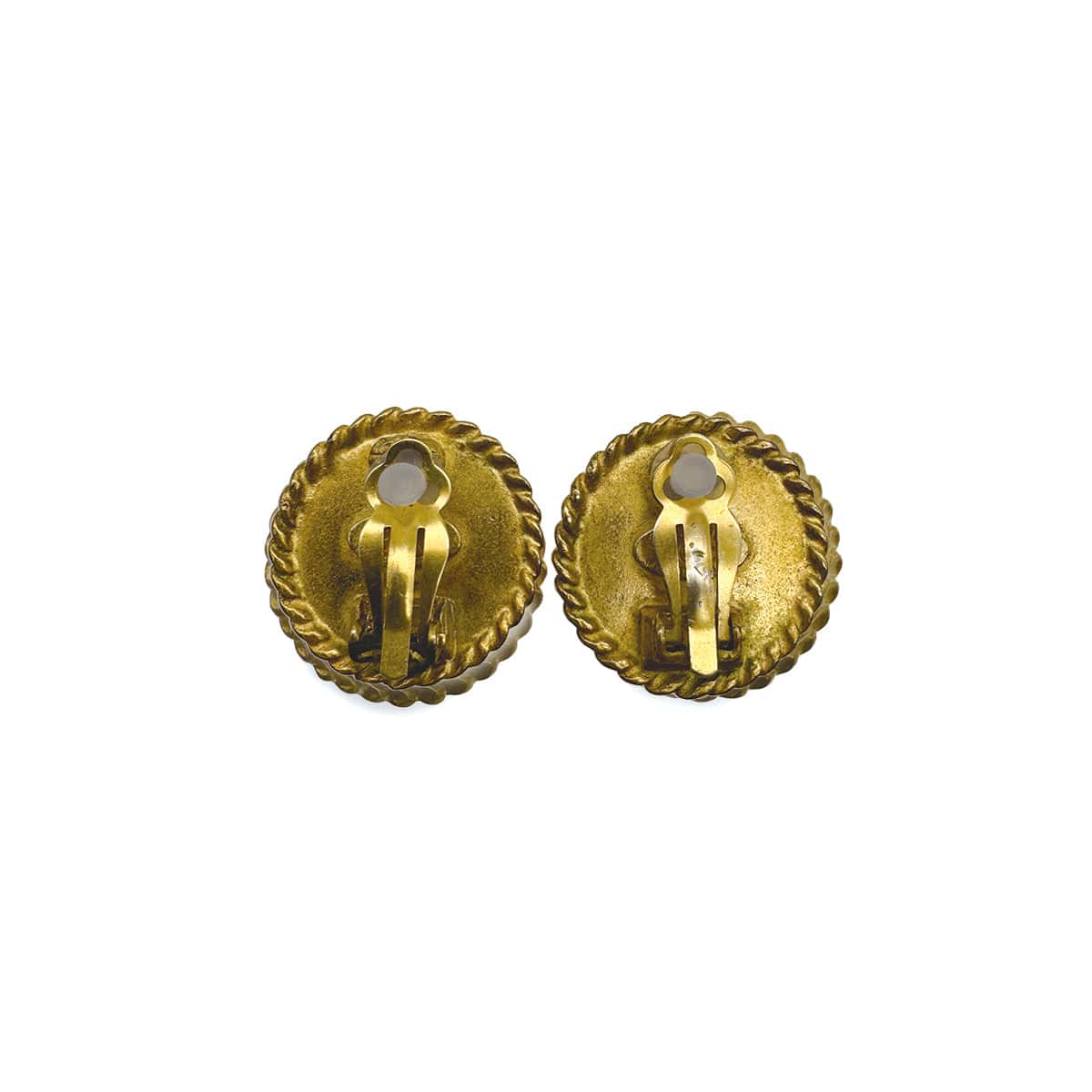 Luxury Promise Japan VINTAGE CHANEL EARRINGS COCOMARK ROUND ACCESSORY BLACK NAVY 95C 90317014
