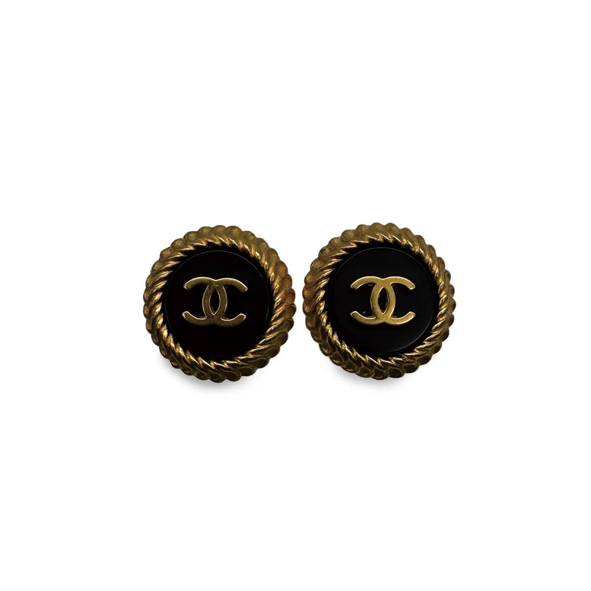 Luxury Promise Japan VINTAGE CHANEL EARRINGS COCOMARK ROUND ACCESSORY BLACK NAVY 95C 90317014