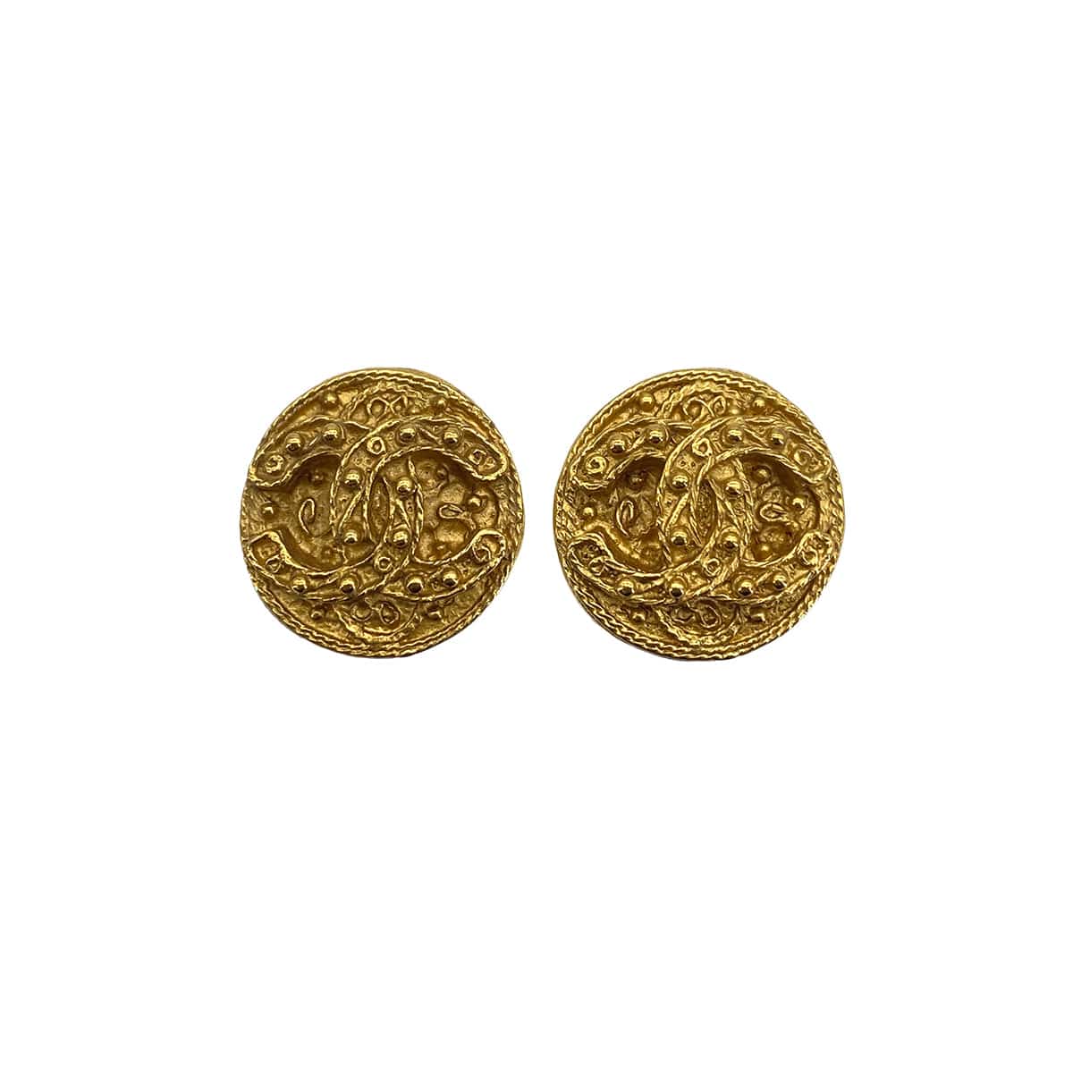 Luxury Promise Japan VINTAGE CHANEL EARRINGS COCOMARK ROUND GOLD ACCESSORY 94A 90323987
