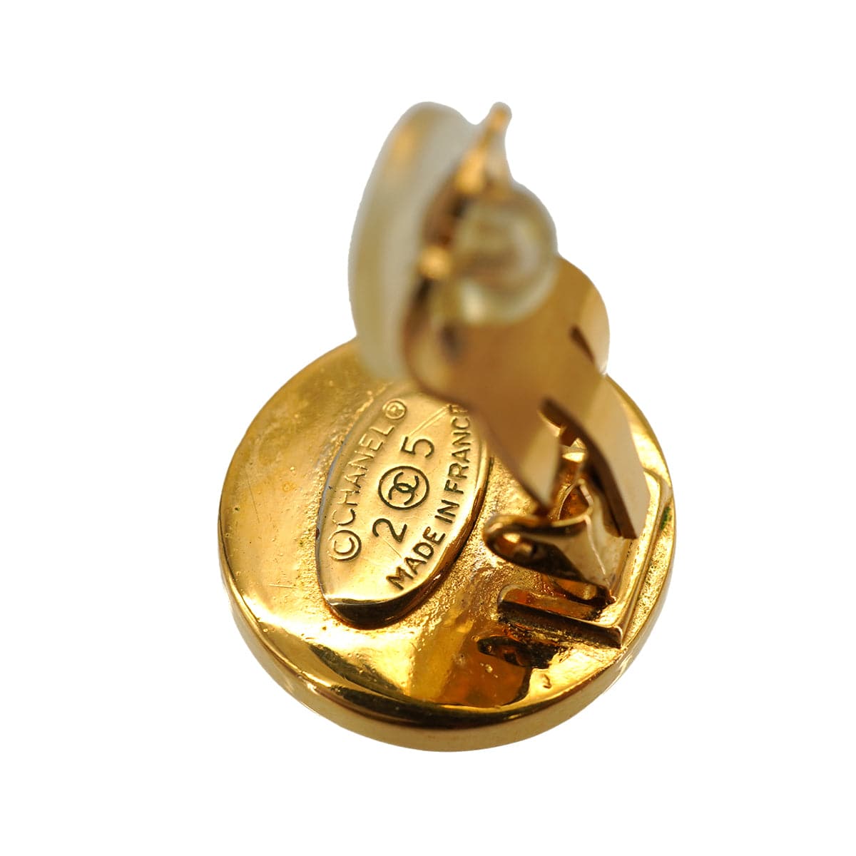 Luxury Promise Japan VINTAGE CHANEL EARRINGS COCOMARK ROUND GOLD BLACK ACCESSORY 25 90335007