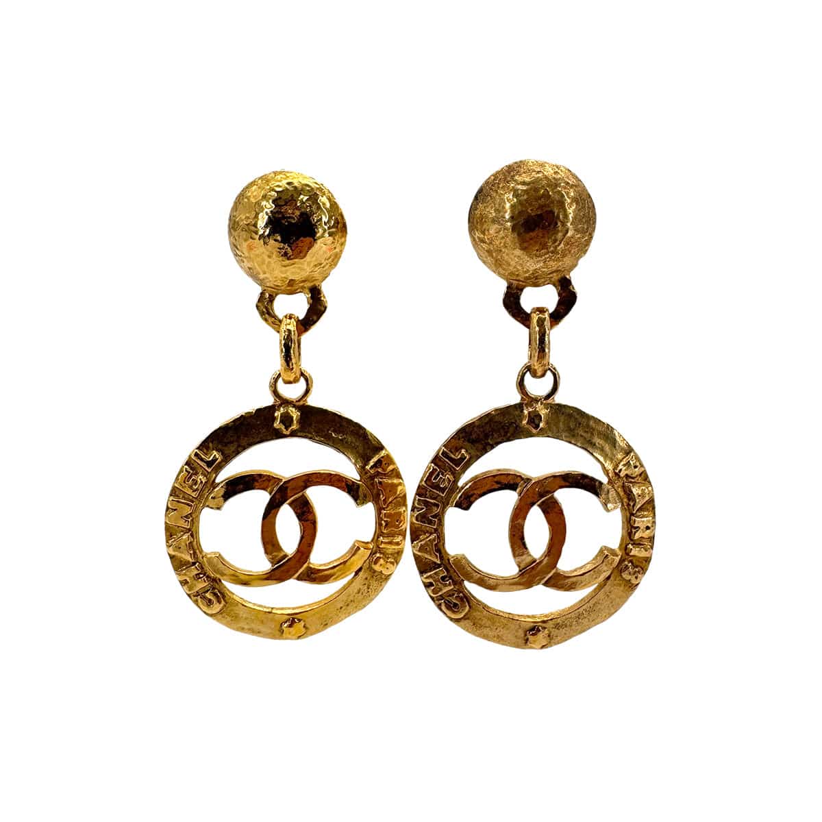 Luxury Promise Japan VINTAGE CHANEL EARRINGS COCOMARK SWING GOLD ACCESSORY 28 90319318
