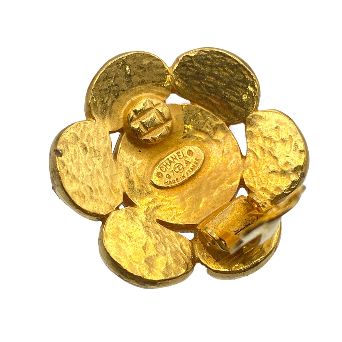 Luxury Promise Japan VINTAGE CHANEL EARRINGS FLOWER COCOMARK GRIPOIX GOLD ACCESSORY 97A 90321113