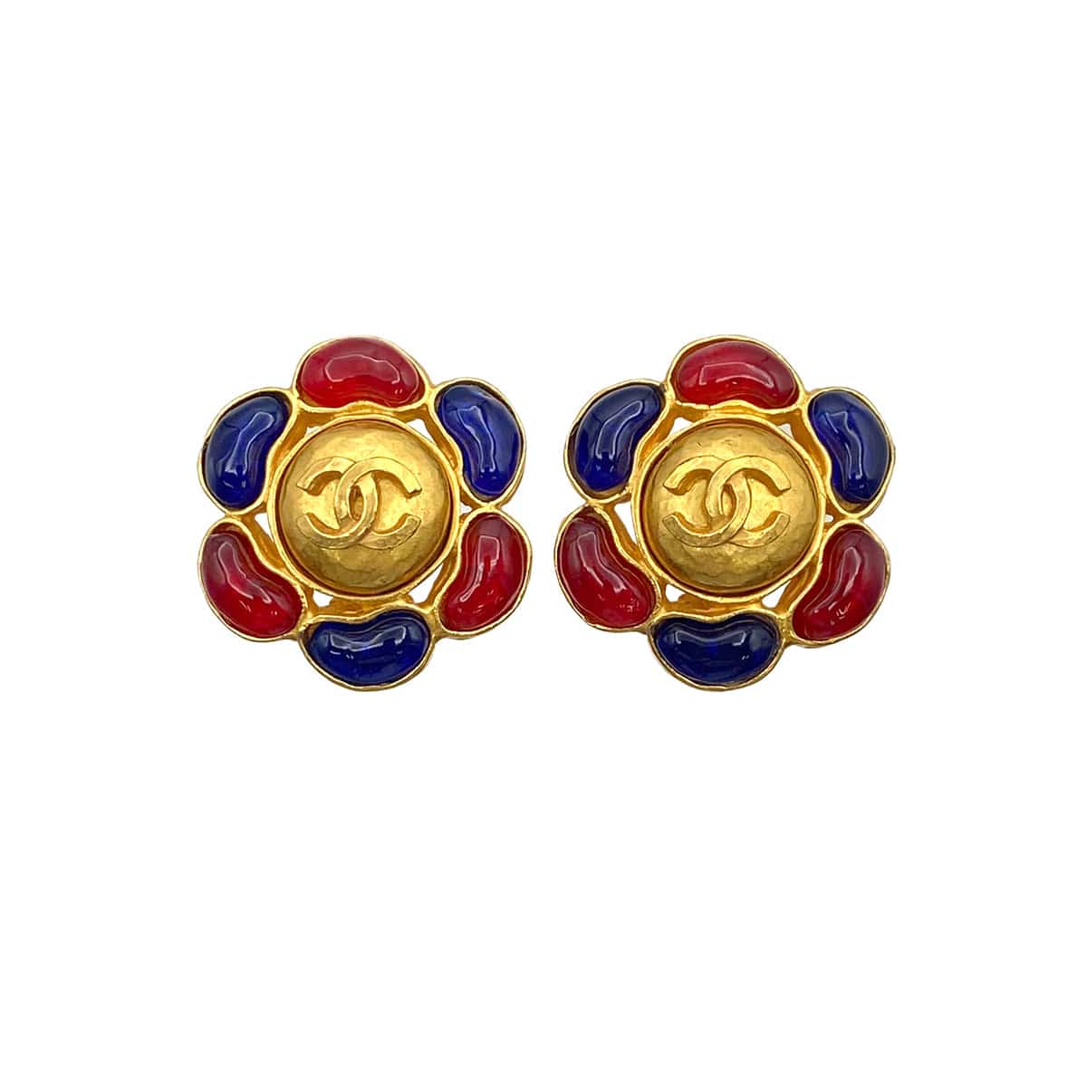 Luxury Promise Japan VINTAGE CHANEL EARRINGS FLOWER COCOMARK GRIPOIX GOLD ACCESSORY 97A 90321113