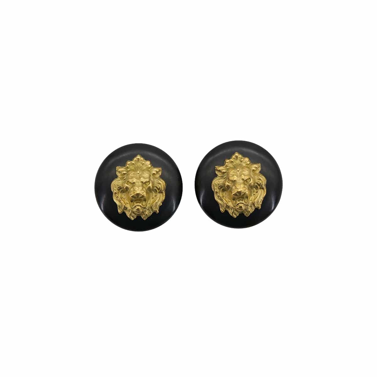 Luxury Promise Japan VINTAGE CHANEL EARRINGS LION BLACK GOLD ACCESSORY 94A 90324770
