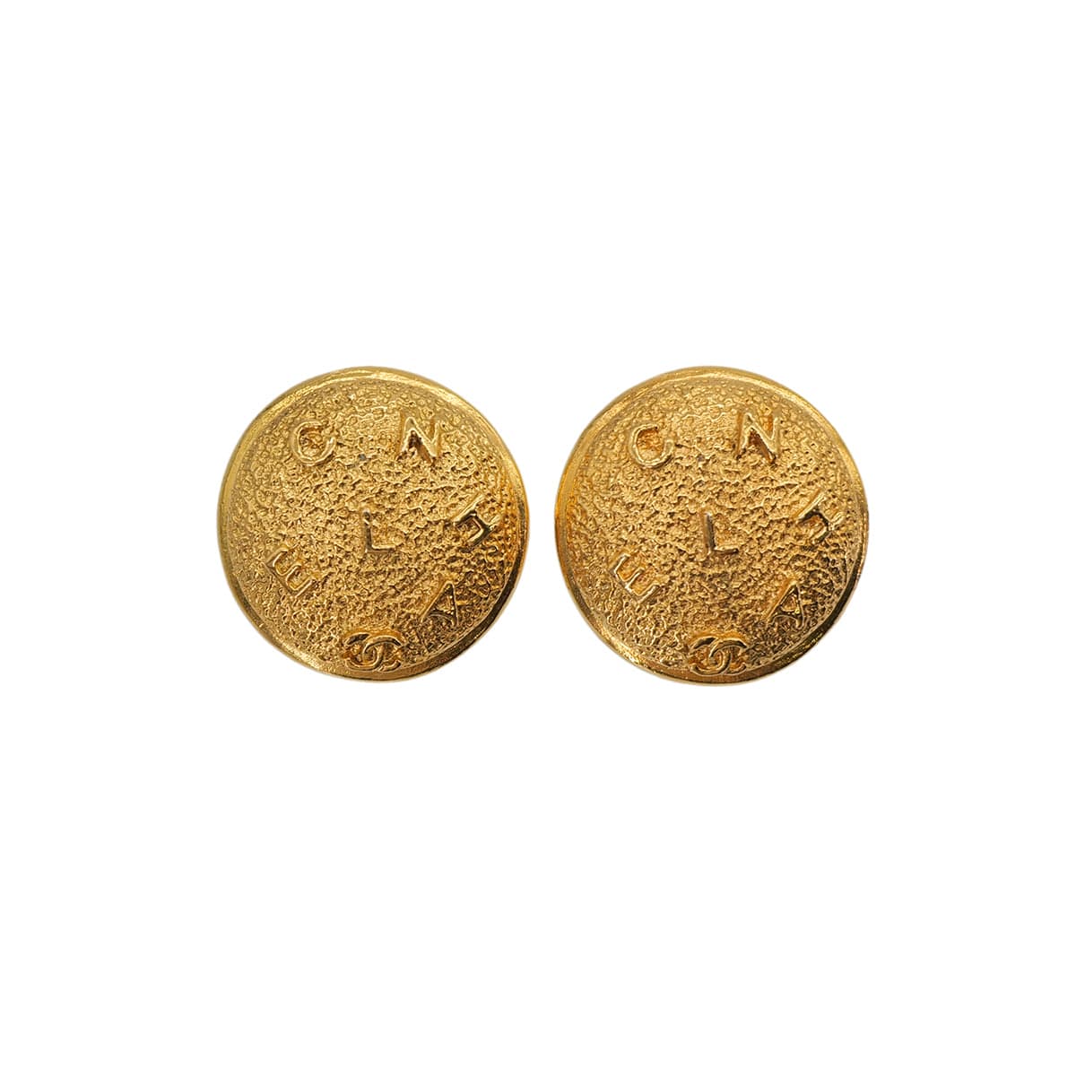 Luxury Promise Japan VINTAGE CHANEL EARRINGS LOGO ROUND GOLD ACCESSORY 90323143