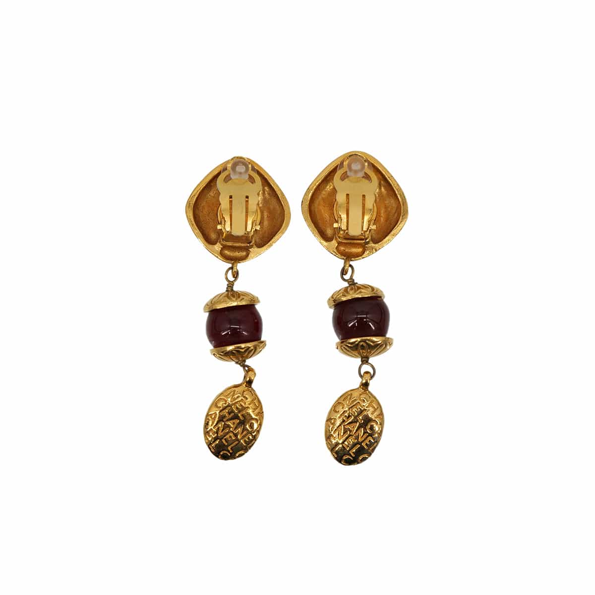 Luxury Promise Japan VINTAGE CHANEL EARRINGS MADEMOISELLE LOGO GOLD ACCESSORY 90313290