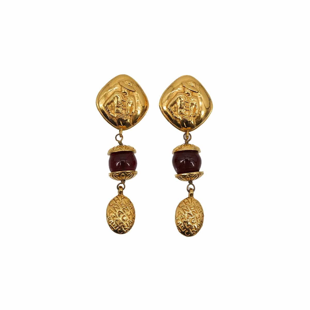 Luxury Promise Japan VINTAGE CHANEL EARRINGS MADEMOISELLE LOGO GOLD ACCESSORY 90313290