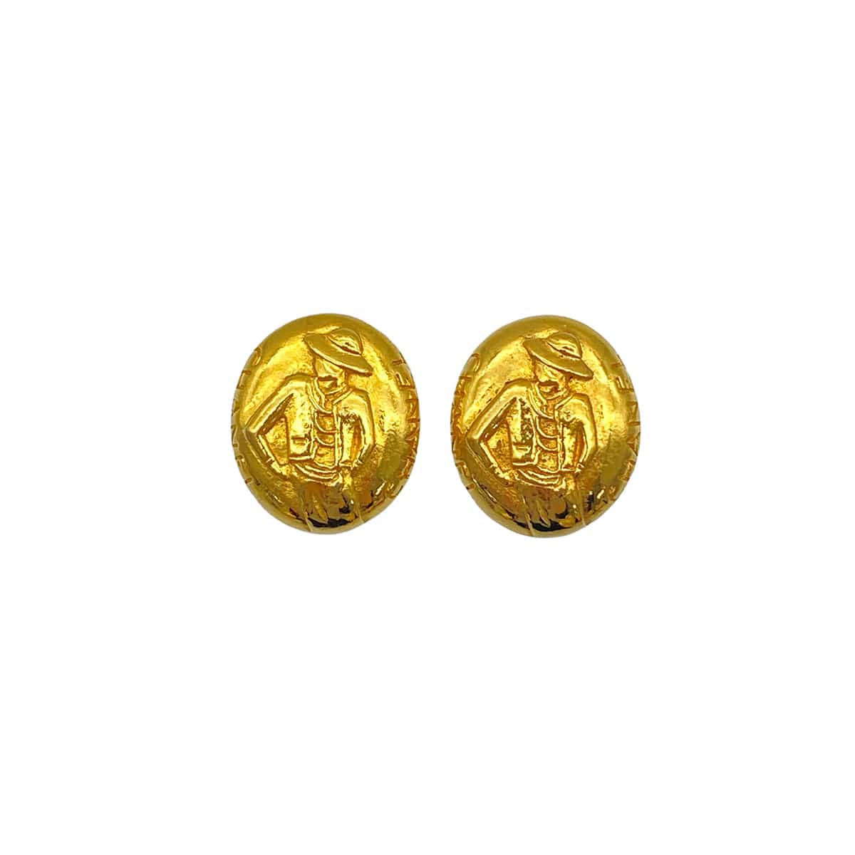Luxury Promise Japan VINTAGE CHANEL EARRINGS MADEMOISELLE OVAL GOLD ACCESSORY 90325286