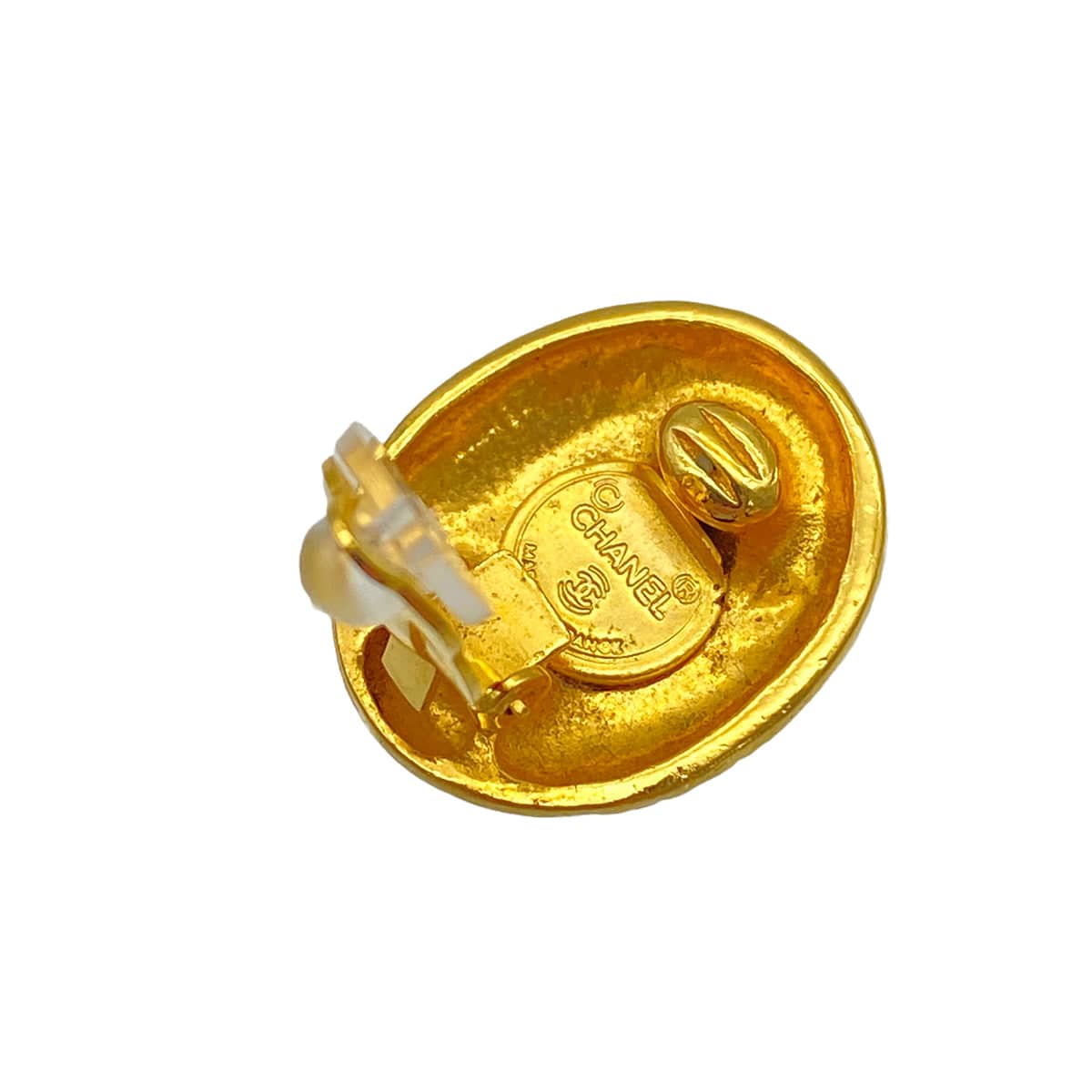 Luxury Promise Japan VINTAGE CHANEL EARRINGS MADEMOISELLE OVAL GOLD ACCESSORY 90325286