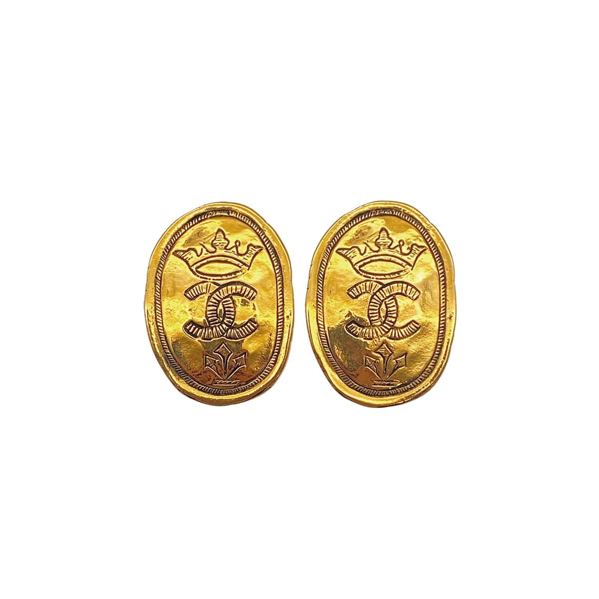 Luxury Promise Japan VINTAGE CHANEL EARRINGS OVAL COCOMARK GOLD ACCESSORY 26 90325278