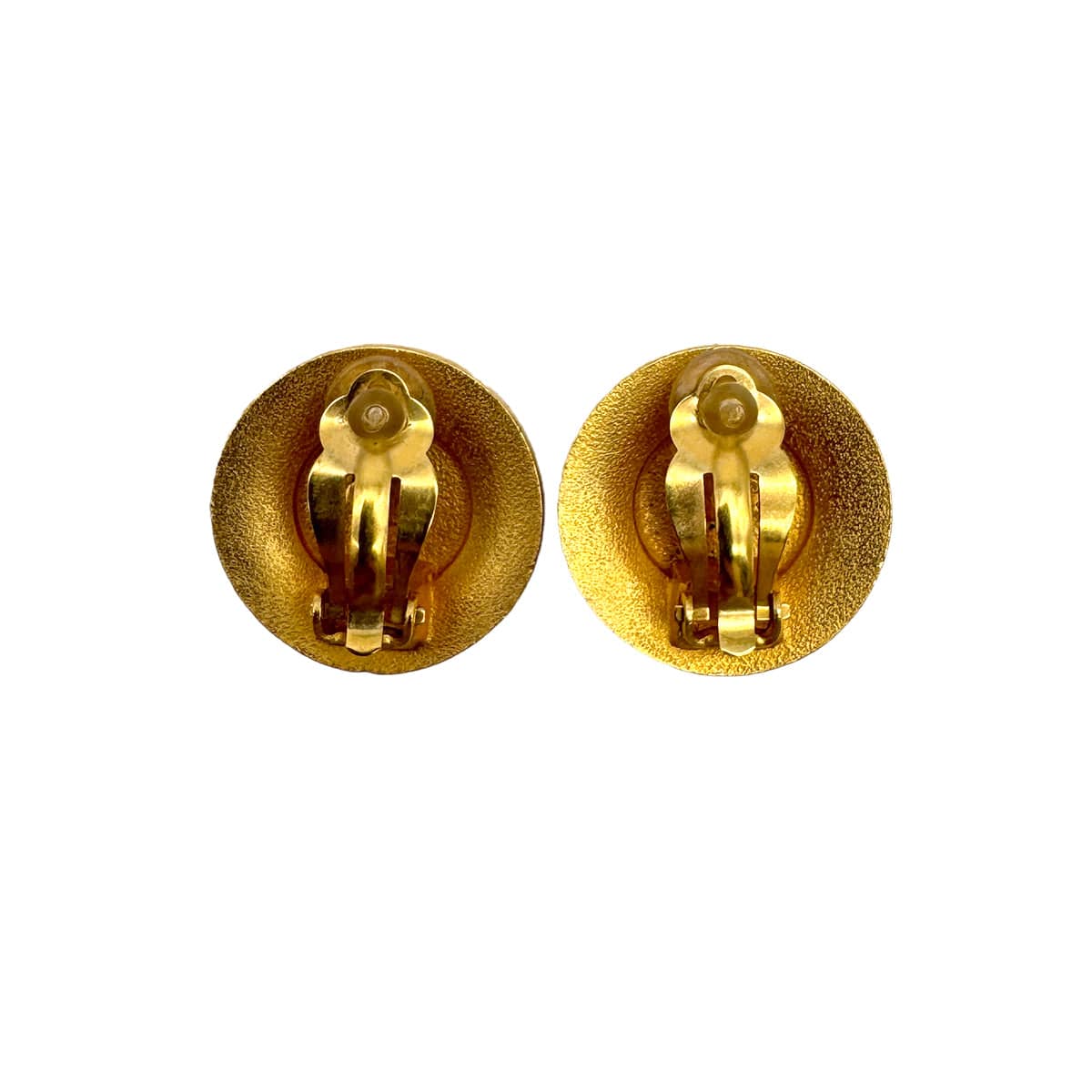 Luxury Promise Japan VINTAGE CHANEL EARRINGS ROUND COCOMARK BLACK WHITE GOLD ACCESSORY 96A 90318638