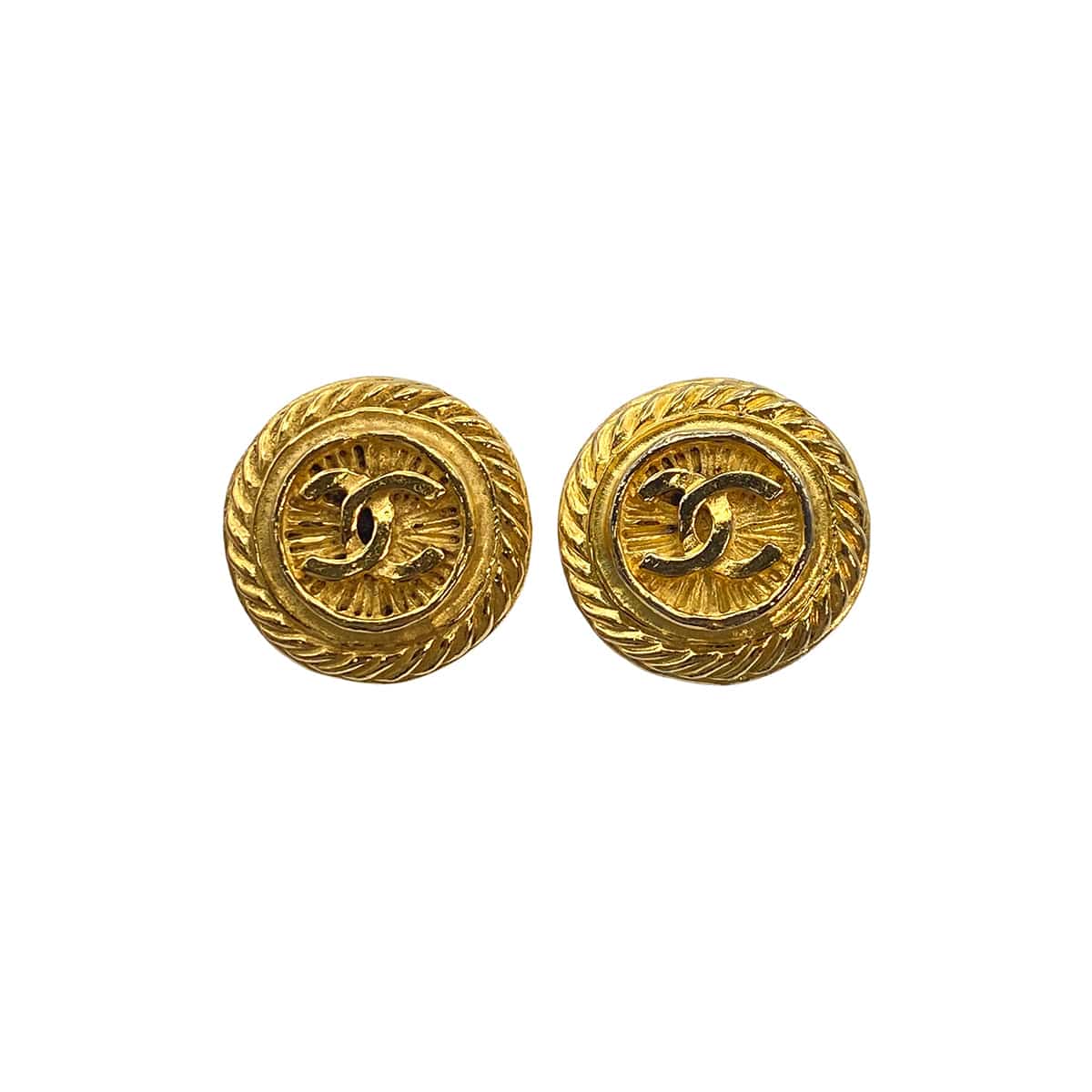 Luxury Promise Japan VINTAGE CHANEL EARRINGS ROUND COCOMARK GOLD ACCESSORY 90321142
