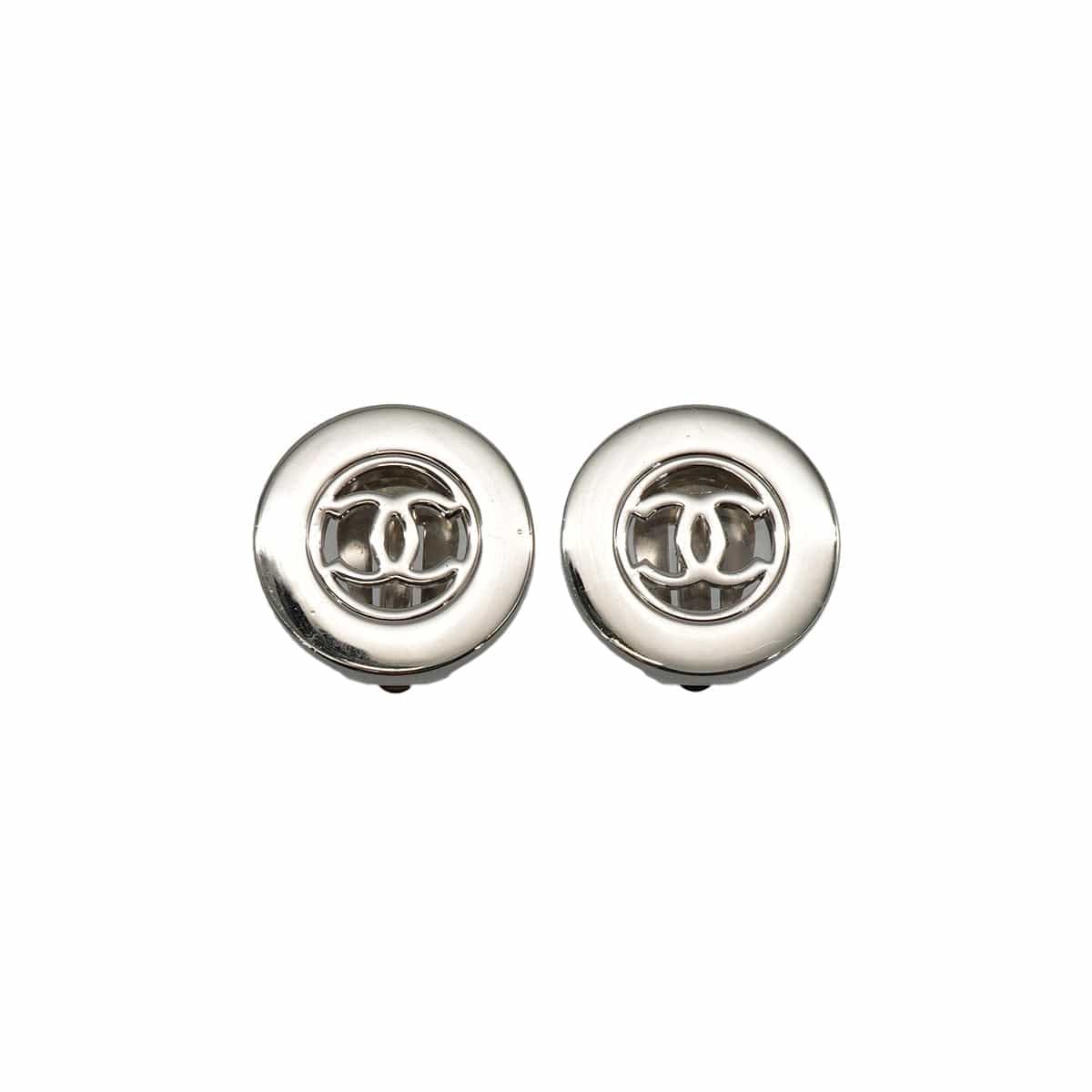 Luxury Promise Japan VINTAGE CHANEL EARRINGS ROUND COCOMARK SILVER ACCESSORY 97A 90334877