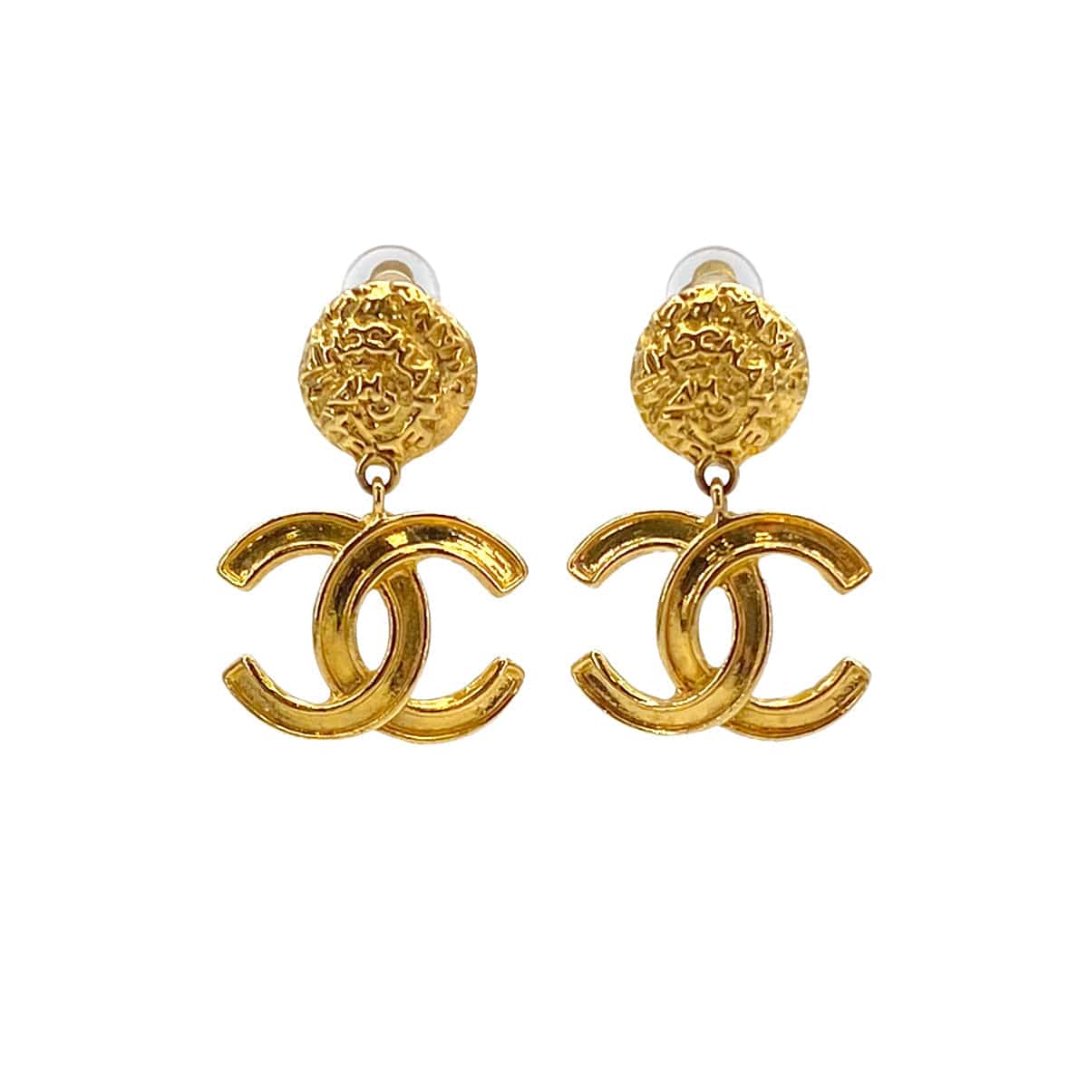 Luxury Promise Japan VINTAGE CHANEL EARRINGS ROUND COCOMARK SWING GOLD ACCESSORY 95A 90314785