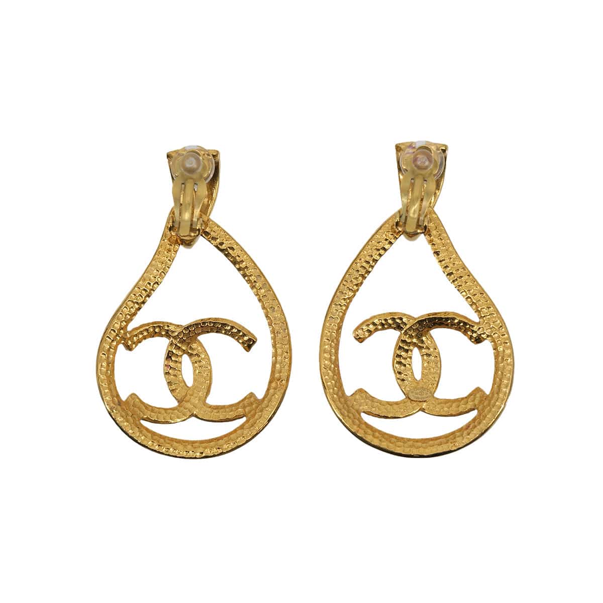 Luxury Promise Japan VINTAGE CHANEL EARRINGS TEARDROP SWING COCOMARK LOGO GOLD ACCESSORY 96P 90313301