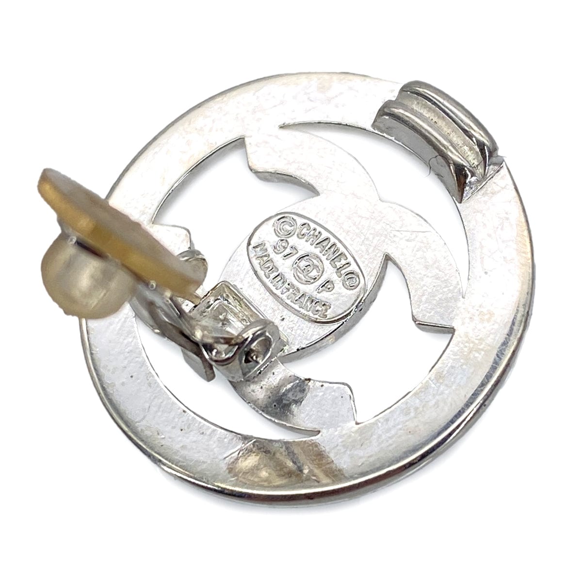 Luxury Promise Japan VINTAGE CHANEL EARRINGS TURN LOCK COCOMARK SILVER ACCESSORY 97P 90319594