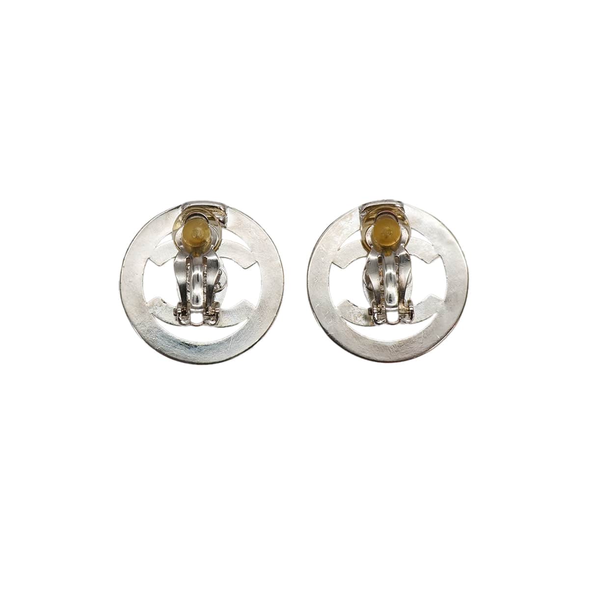 Luxury Promise Japan VINTAGE CHANEL EARRINGS TURN LOCK COCOMARK SILVER ACCESSORY 97P 90321026