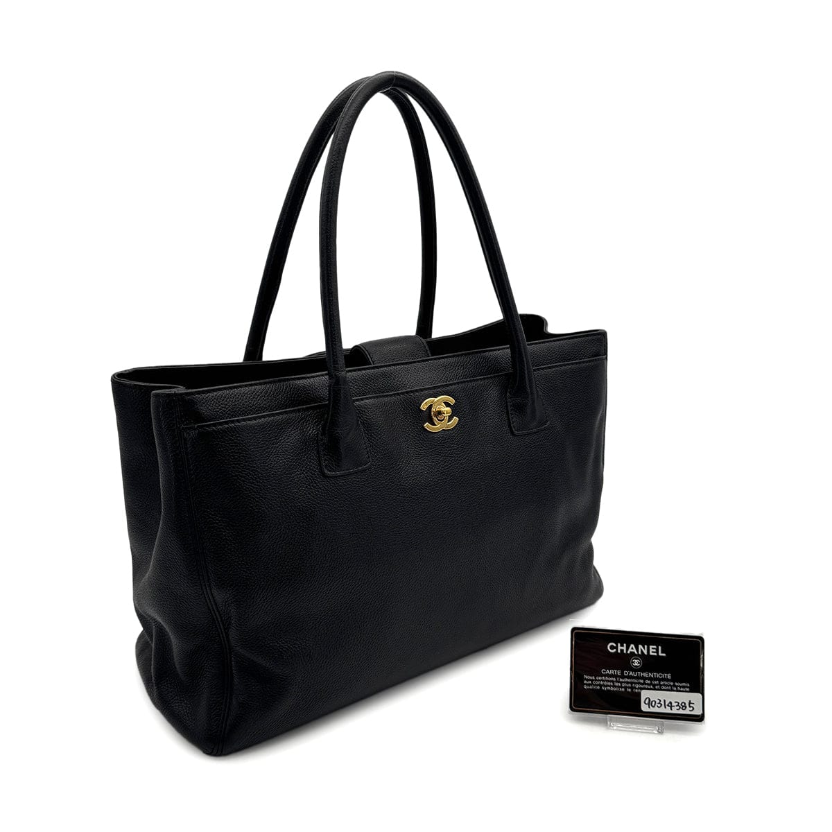 Luxury Promise Japan VINTAGE CHANEL EXECUTIVE TOTE BAG BLACK LEATHER 90314385