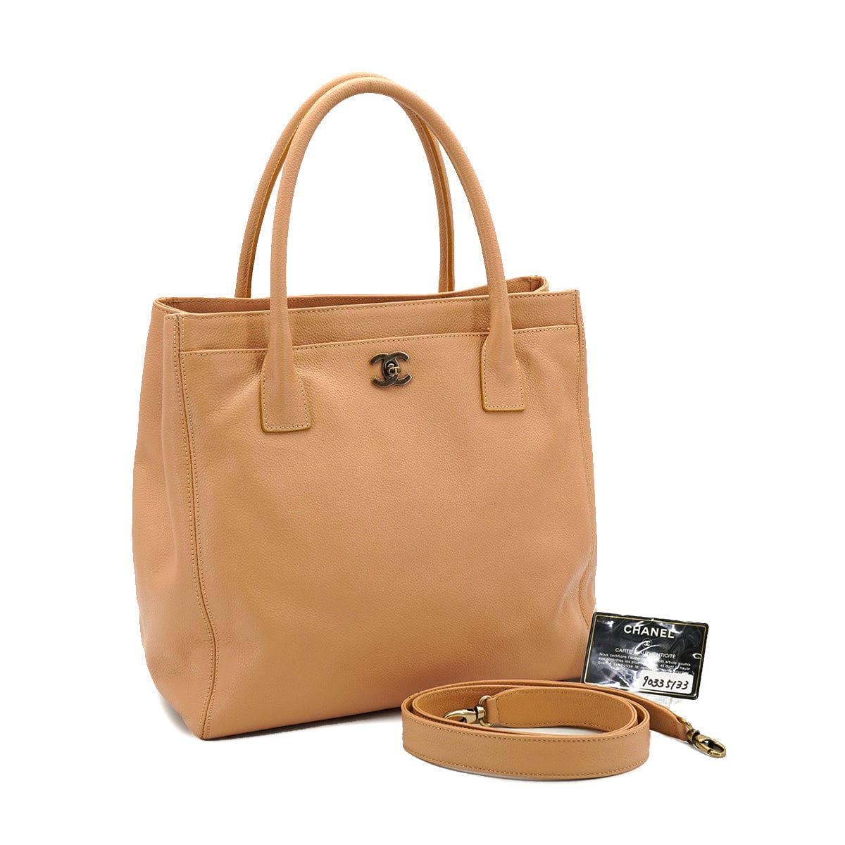 Luxury Promise Japan VINTAGE CHANEL EXECUTIVE TOTE SHOULDER BAG BEIGE LEATHER GOLD HARDWARE 90335133