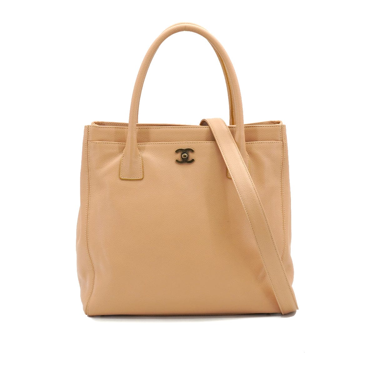 Luxury Promise Japan VINTAGE CHANEL EXECUTIVE TOTE SHOULDER BAG BEIGE LEATHER GOLD HARDWARE 90335133