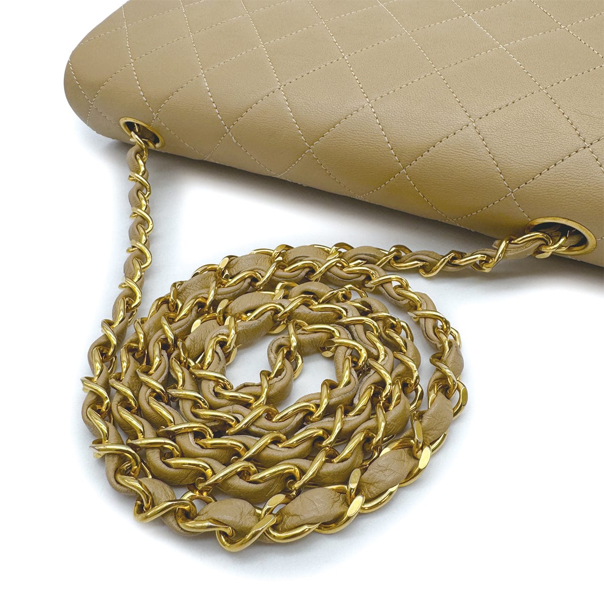 Luxury Promise Japan VINTAGE CHANEL FULL FLAP CHAIN SHUOLDER BAG BEIGE LAMB SKIN GOLD HARDWARE 90317724