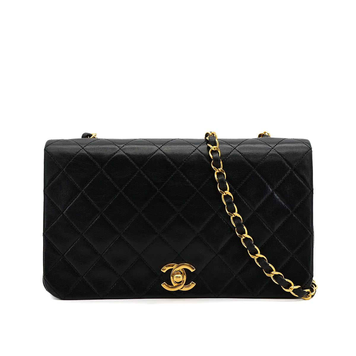 Luxury Promise Japan VINTAGE CHANEL FULL FLAP CHAIN SHUOLDER BAG BLACK LAMB SKIN GOLD HARDWARE 90317776