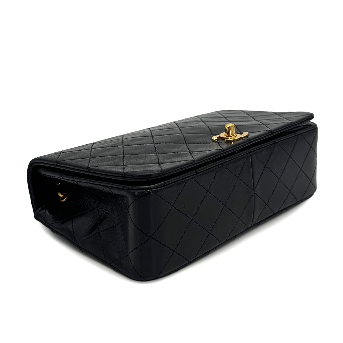 Luxury Promise Japan VINTAGE CHANEL FULL FLAP CHAIN SHUOLDER BAG BLACK LAMB SKIN GOLD HARDWARE 90317776