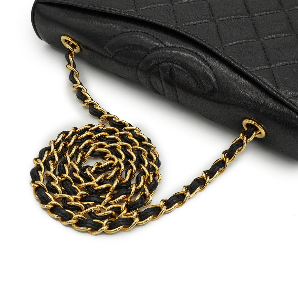 Luxury Promise Japan VINTAGE CHANEL FULL FLAP CHAIN SHUOLDER BAG BLACK LAMB SKIN GOLD HARDWARE 90337655