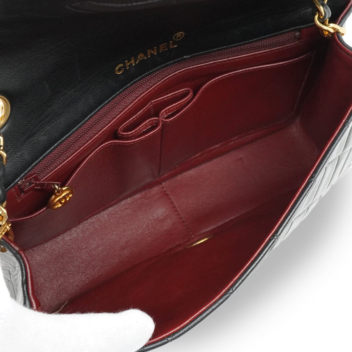 Luxury Promise Japan VINTAGE CHANEL FULL FLAP CHAIN SHUOLDER BAG BLACK LAMB SKIN GOLD HARDWARE 90346152
