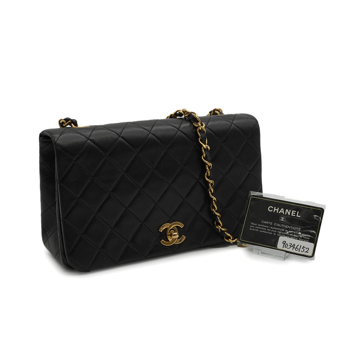 Luxury Promise Japan VINTAGE CHANEL FULL FLAP CHAIN SHUOLDER BAG BLACK LAMB SKIN GOLD HARDWARE 90346152