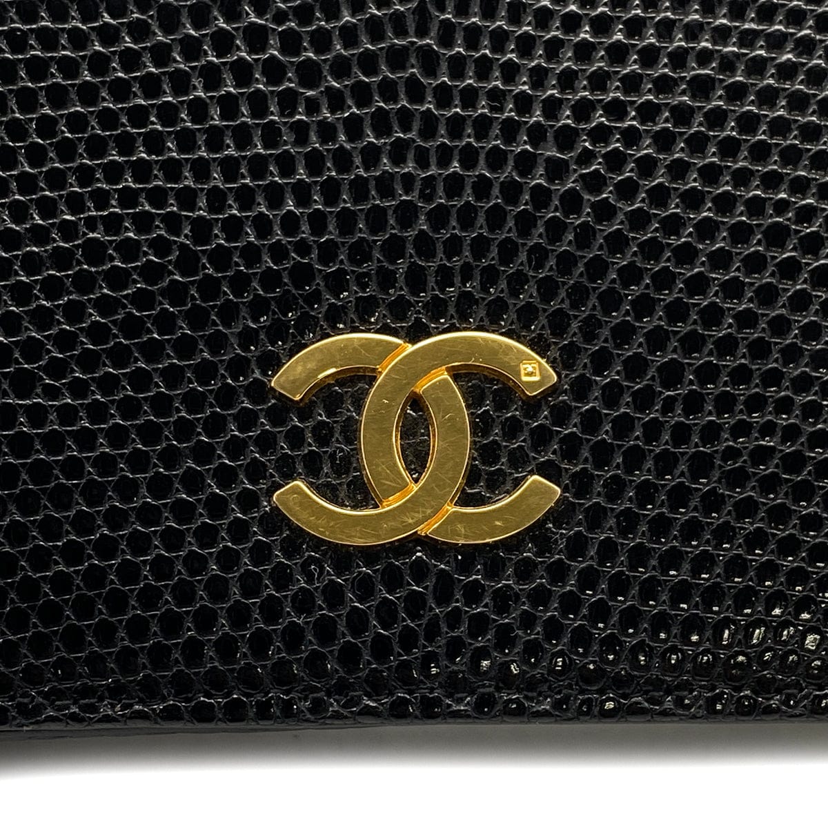 Luxury Promise Japan VINTAGE CHANEL FULL FLAP CHAIN SHUOLDER BAG BLACK LIZARD GOLD HARDWARE 90311973