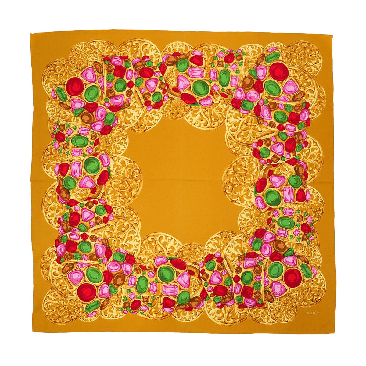 Luxury Promise Japan VINTAGE CHANEL GRIPOA PATTERN SCALF GOLD MULTICOLOR SILK  90321079