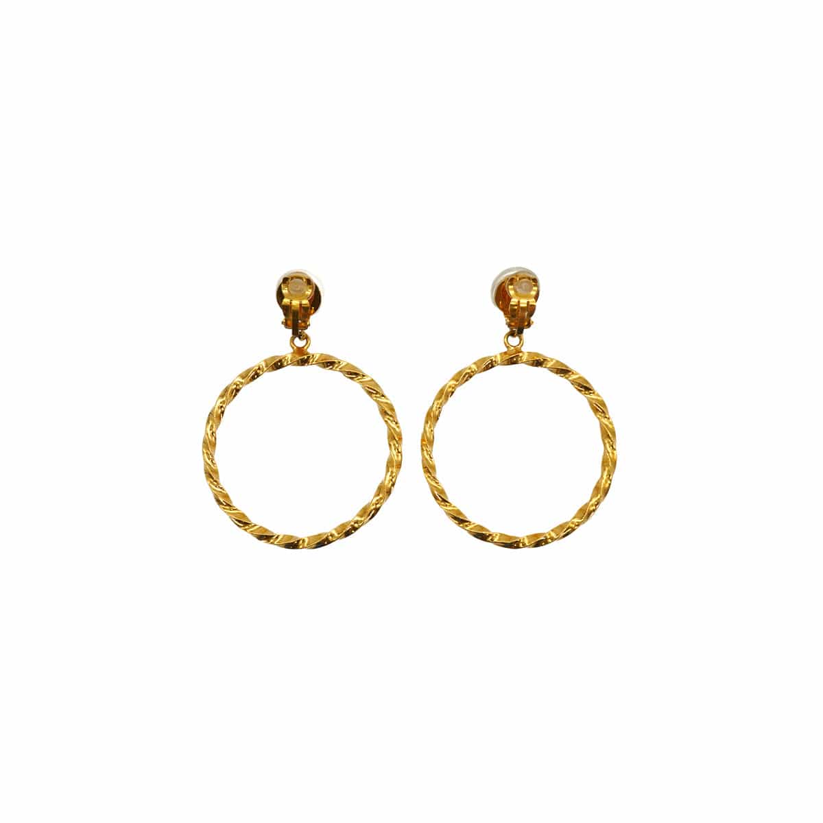 Luxury Promise Japan VINTAGE CHANEL HOOP EARRINGS FAKE PEARL COCOMARK GOLD ACCESSORY 97P 90343339