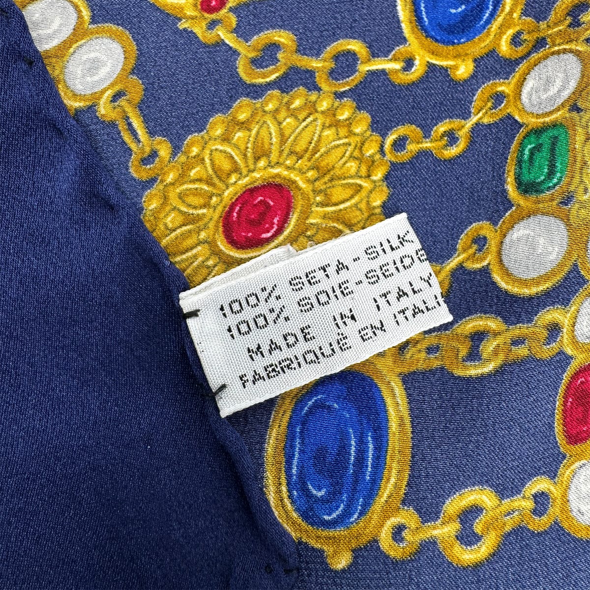 Luxury Promise Japan VINTAGE CHANEL JEWELRY PATTERN SCARF BLUE MULTICOLOR SILK 90322149