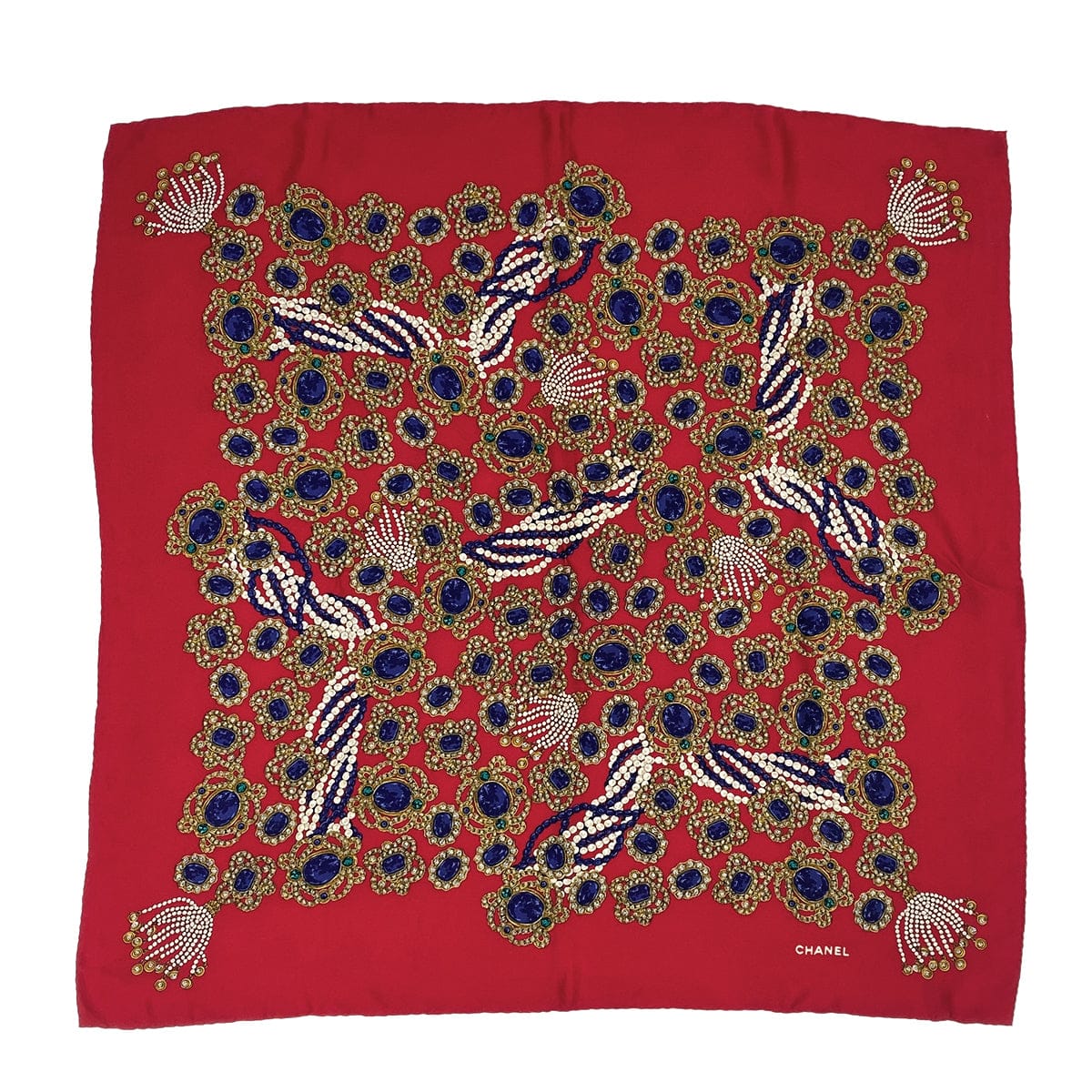 Luxury Promise Japan VINTAGE CHANEL JEWELRY PATTERN SCARF MULTICOLOR SILK 90322543