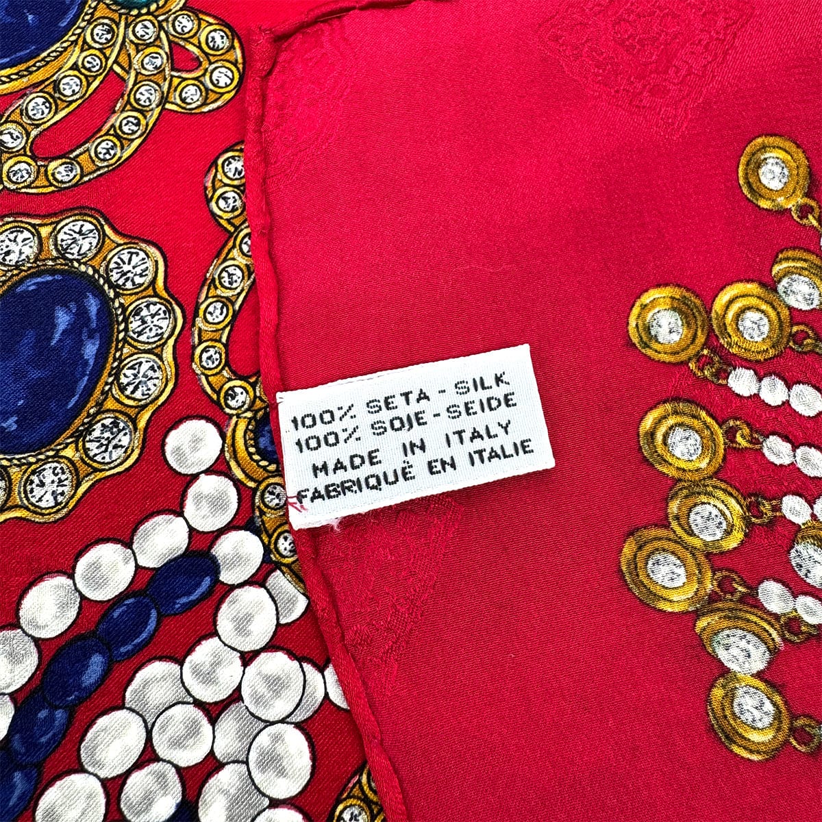 Luxury Promise Japan VINTAGE CHANEL JEWELRY PATTERN SCARF RED SILK 90324782