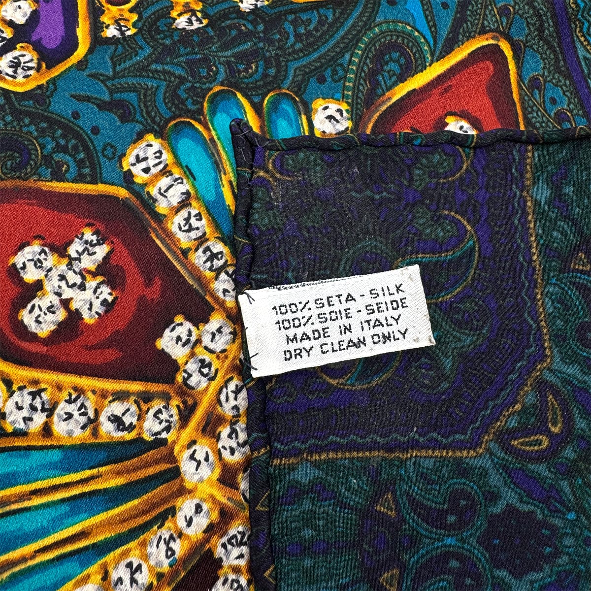 Luxury Promise Japan VINTAGE CHANEL JEWELRY PEIZURI PATTERN SCARF GREEN SILK 90323494