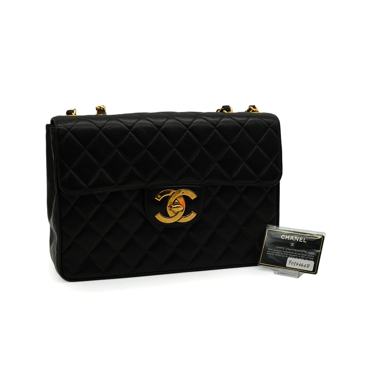 Luxury Promise Japan VINTAGE CHANEL JUMBO MATELASSE 30 CHAIN SHOULDER BAG BLACK LAMB SKIN GOLD HARDWARE 90346668
