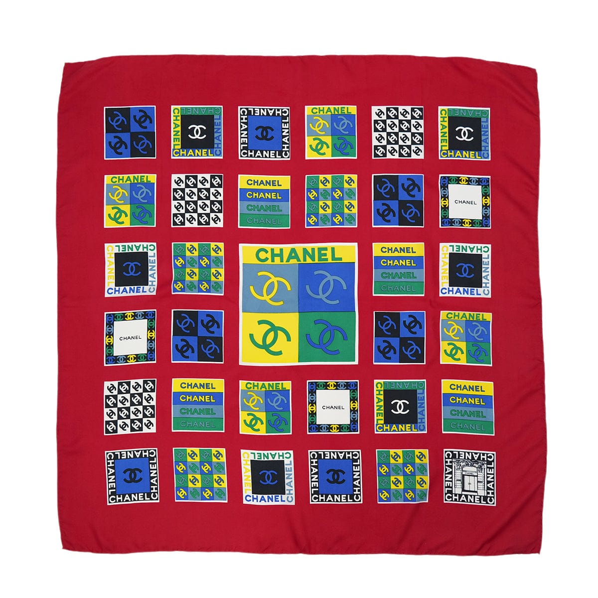 Luxury Promise Japan VINTAGE CHANEL LOGO COCOMARK PATTERN SCARF MULTICOLOR SILK 90324779