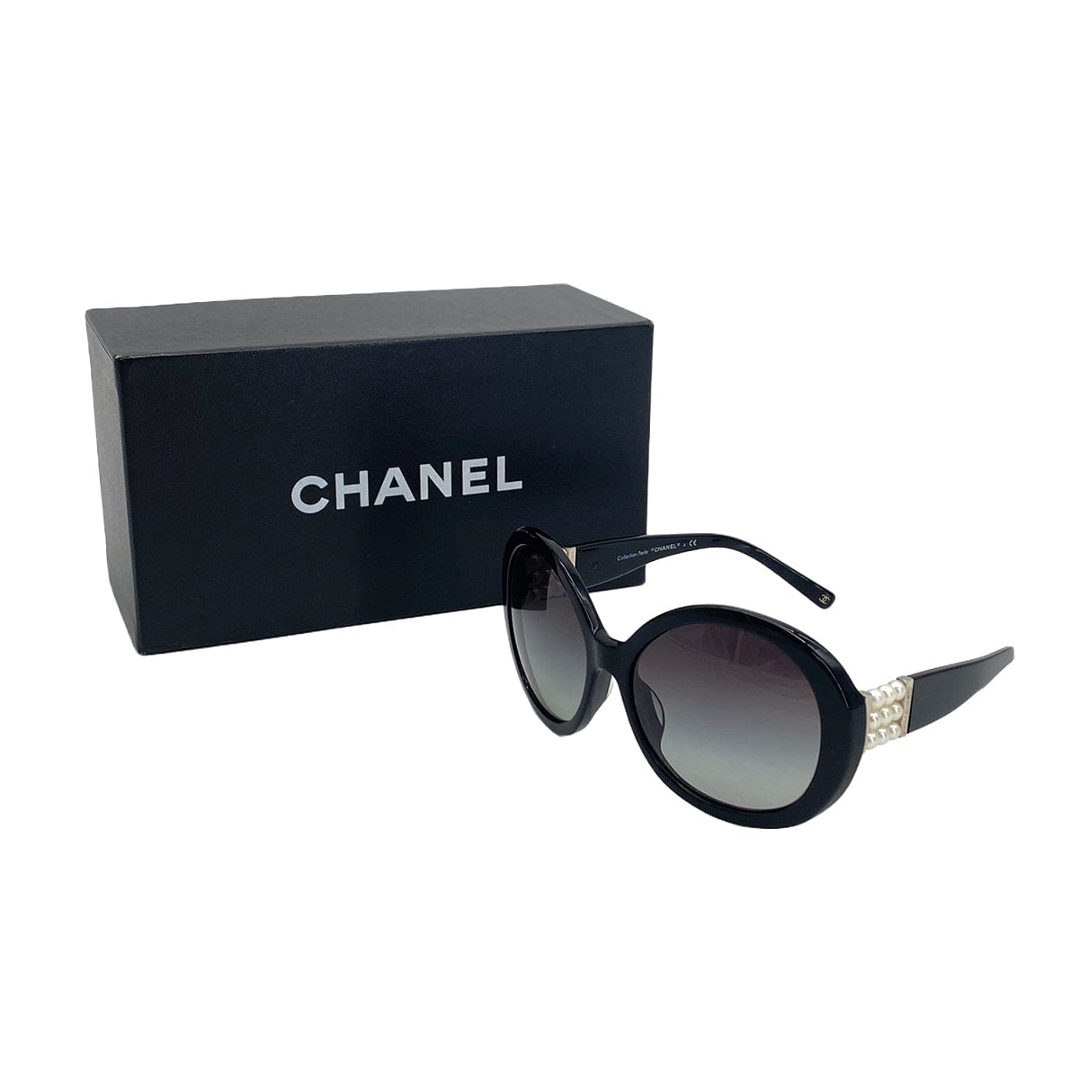 Luxury Promise Japan VINTAGE CHANEL LOGO FAUX PEARL SUNGLASSES BLACK EYEWEAR 90324783