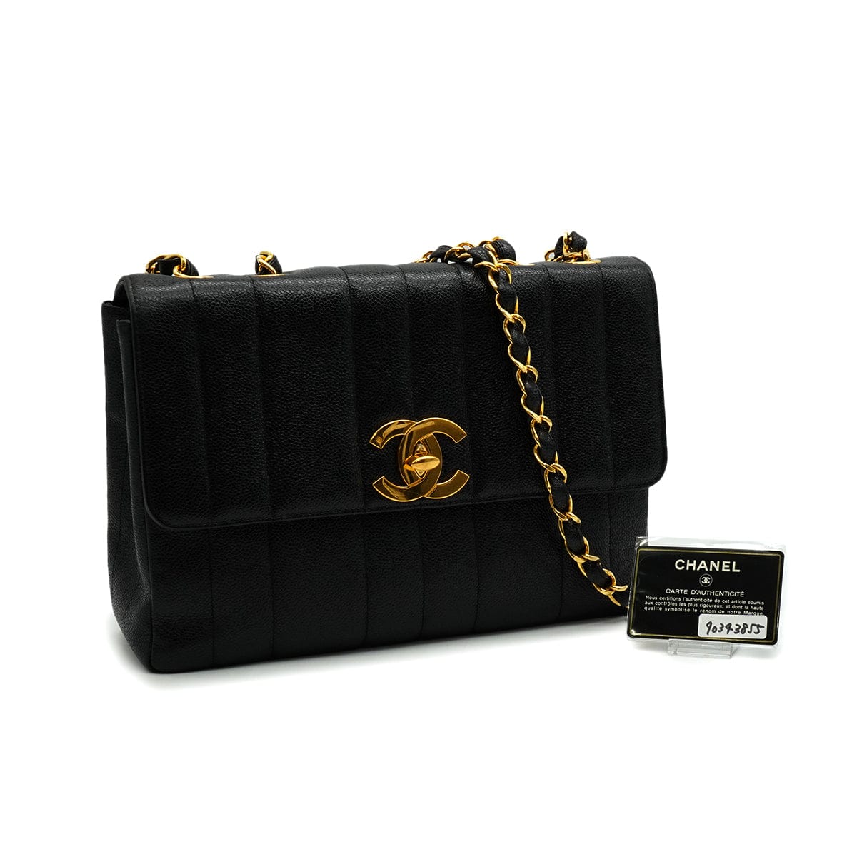 Luxury Promise Japan VINTAGE CHANEL MADEMOISELLE CHAIN SHOULDER BAG BLACK CAVIAR SKIN GOLD HARDWARE 90343855